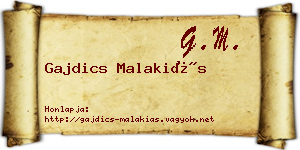 Gajdics Malakiás névjegykártya